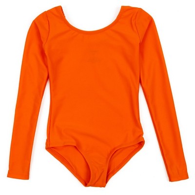 Leveret Girls Long Sleeve Leotard Orange Xxs (2-4) : Target