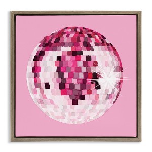Stupell Industries Dazzling Pink Disco Ball Floating Frame Canvas Art, Brown, 25" x 25" - 1 of 4
