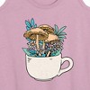 Women's - Instant Message - Coffee Cup Flowers Graphic Racerback Tank - 2 of 4