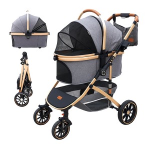 Itopfox 4-Wheel Folding Pet Stroller for Small/Medium/Large Dogs & Cats Removable Carrier, Storage Basket & Cup Holder, 3-in-1 Multifunctional Design - 1 of 4