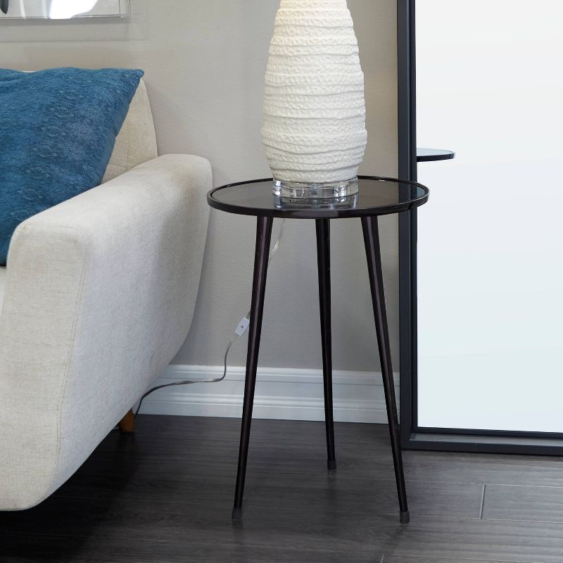 Contemporary Metal and Glass Accent Table with Tripod Base - Olivia & May, 2 of 6