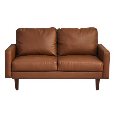 Leather Sofa Set Modern Sofa & Loveseat Set 2 Piece Couch Set with Wooden Legs for Living Room