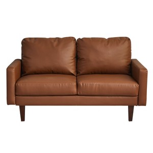 Leather Sofa Set Modern Sofa & Loveseat Set 2 Piece Couch Set with Wooden Legs for Living Room - 1 of 4