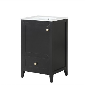 Ridstar 34 in. H Black Bathroom Storage Cabinet with Door and A Drawer - 1 of 4