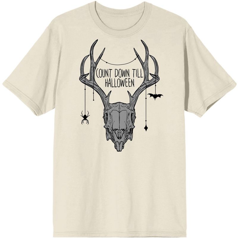 Halloween Deer Skull Countdown Till Halloween Men's Natural T-Shirt, 1 of 4