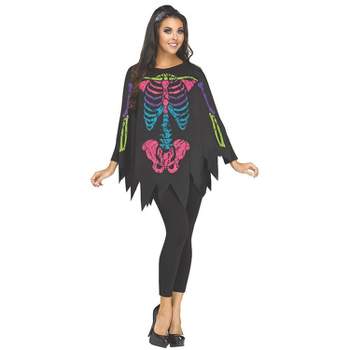 Fun World Womens Colorful Skeleton Pullover Costume - One Size Fits Most - Multicolored