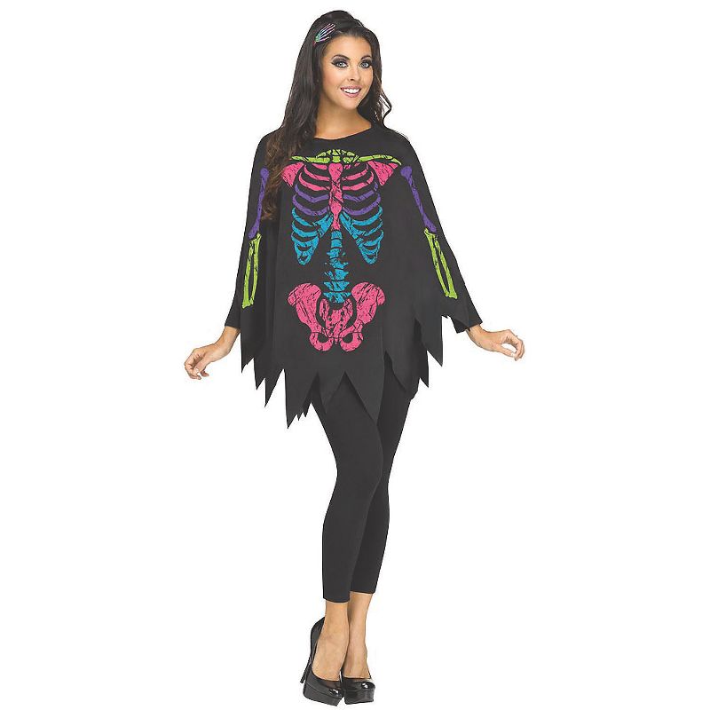 Fun World Womens Colorful Skeleton Pullover Costume - One Size Fits Most - Multicolored, 1 of 2