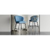 Blue 28" Counter Height Bar Stool Set of 2, Jacquard Upholstered Bar Stool, Metal Footstool and Frame - 3 of 4