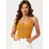 Allegra K Women's Casual Knit V Neck Sleeveless Spaghetti Strap Cami Crop Tank Tops - 2 of 4