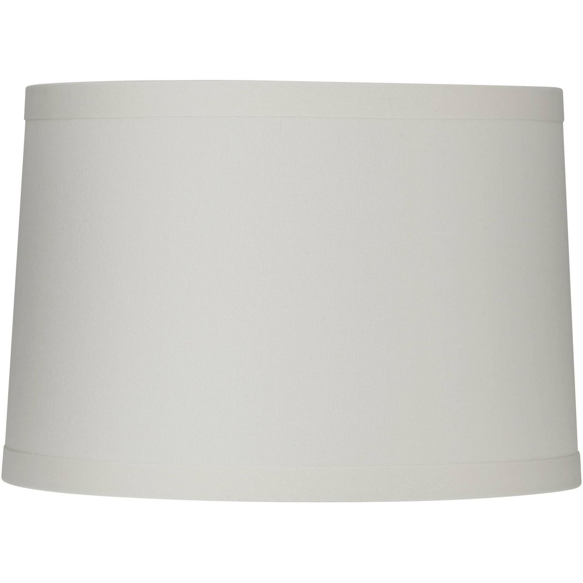 Springcrest Off-White Linen Medium Drum Lamp Shade 15" Top x 16" Bottom x 11" High (Spider) Replacement Harp and Finial