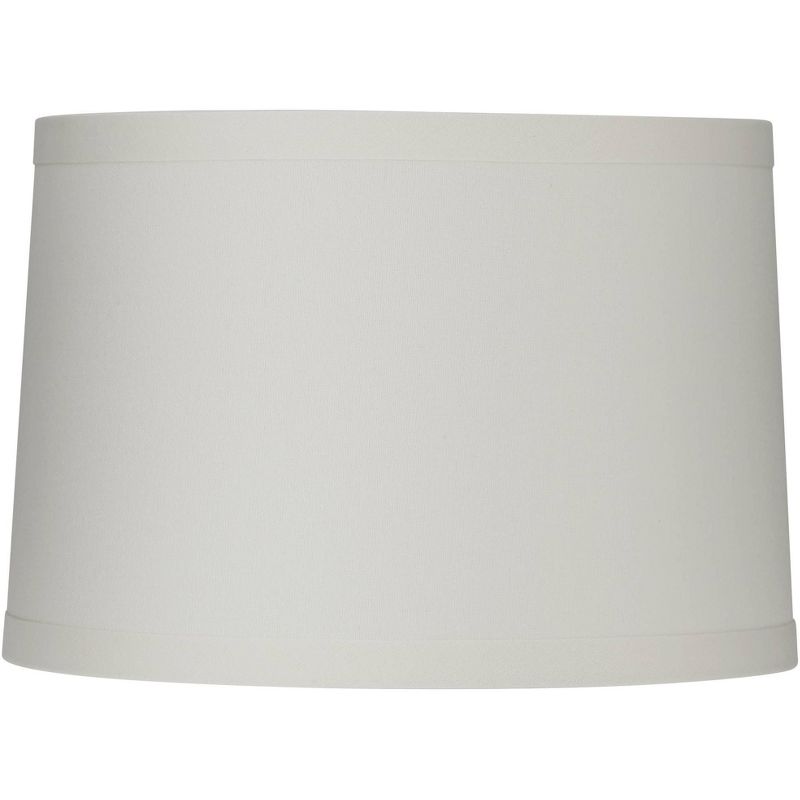 Springcrest Ivory Linen Medium Drum Lamp Shade 15" Top x 16" Bottom x 11" High (Spider) Replacement with Harp and Finial, 1 of 8