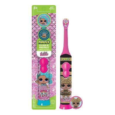 Firefly Oral Care Clean N' Protect L.O.L. Surprise! Electric Toothbrush with Fun Anti-Bacterial Character Cover & Anti-slip Grip Handle - 1ct