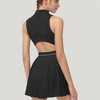 Anna-Kaci Active Women's Sleeveless Zip Front High Neck Tennis Dress with Pleated Skirt and Contrast Waist Trim - 2 of 4
