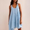 Women's loose-fitting sleeveless swing-back dress with pockets and a back tie design, suitable for daily casual wear. - 2 of 4