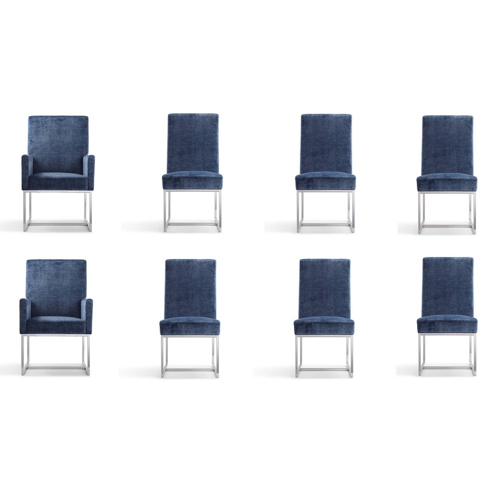 Photos - Chair Set of 8 Element Dining  Blue - Manhattan Comfort