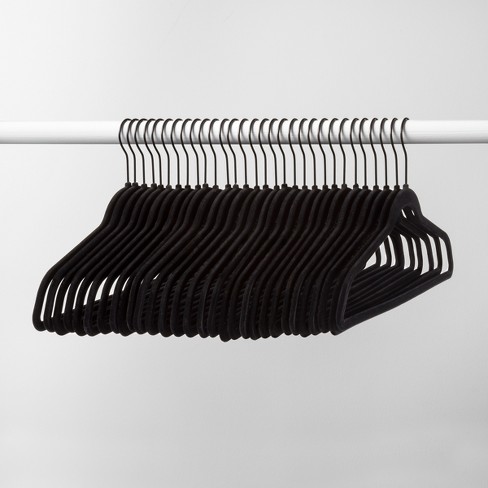 30pk Suit Flocked Hangers Black - Brightroom™ : Target