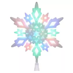 Tree Topper Finial 10.0" Snowflake Tree Topper Multi Glittered Led  -  Tree Toppers