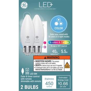 GE 2pk Remote Included LED+ Decorative Color Changing Light Bulbs