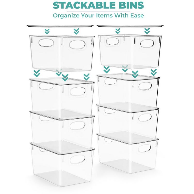 Sorbus Large Plastic Storage Bins with Lids - for Kitchen Organization, Pantry/Storage Organizers, Fridge Organizer - Clear Storage Bins (4 pack), 4 of 10