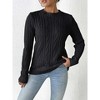 Womens Sweater Tops Crew Neck Long Sleeve Pullover Casual Cable Knit Sweater - 3 of 4
