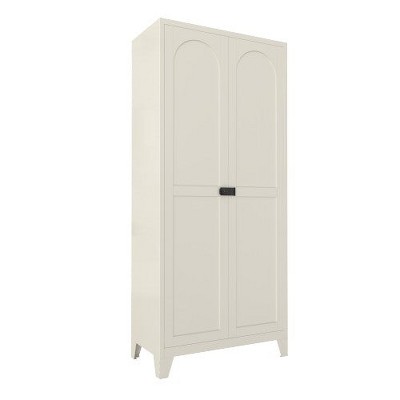 Chic Crate 71'' 2 Shapely-Door Metal Cabinet – Lockable, Adjustable Shelves for Kitchen/Bedroom/Living Room (Beige)
