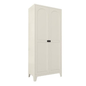 Chic Crate 71'' 2 Shapely-Door Metal Cabinet – Lockable, Adjustable Shelves for Kitchen/Bedroom/Living Room (Beige) - 1 of 4