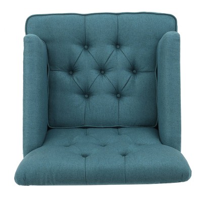Handcrafted Medford Teal Linen Floral Accent Chair