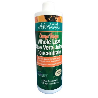 Whole Leaf Aloe Vera Juice Concentrate-Orange/Papaya by Aloe Life  -  16 oz Liquid