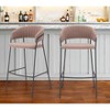 HomeRoots Set of Two 30" Brown and Black Shearling and Steel Low Back Bar Height Bar Chairs - 2 of 4