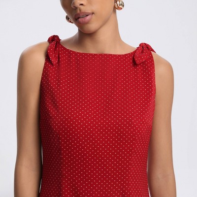 Женские платья A New Day Women's Bow Shoulder Mini Shift Dress - A New Day™ Red Polka Dots S — фото 6