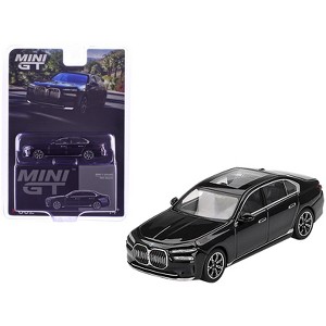 BMW i7 xDrive60 Black Sapphire Limited Edition 1/64 Diecast Model Car by Mini GT - 1 of 4