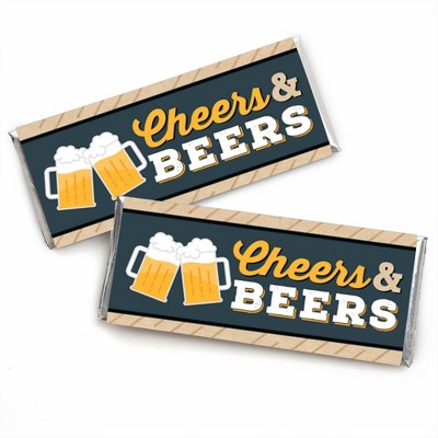 Big Dot of Happiness Cheers and Beers Happy Birthday - Candy Bar Wrapper Birthday Party Favors - Set of 24