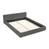 Chenille Grounded Bed Frame with Thickness Headboard, Pleated Design Upholstered Bed with Solid Wood Frame for Bedroom, No Box Spring Needed - 4 of 4