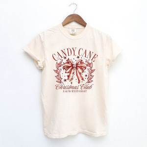 Simply Sage Market Women's Coquette Candy Cane Short Sleeve Garment Dyed Tee - 1 of 4
