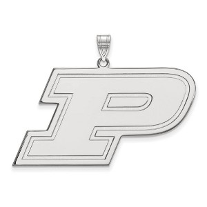 Black Bow Jewelry 10k White Gold Purdue Boilermakers NCAA Extra Large Pendant - 1 of 3