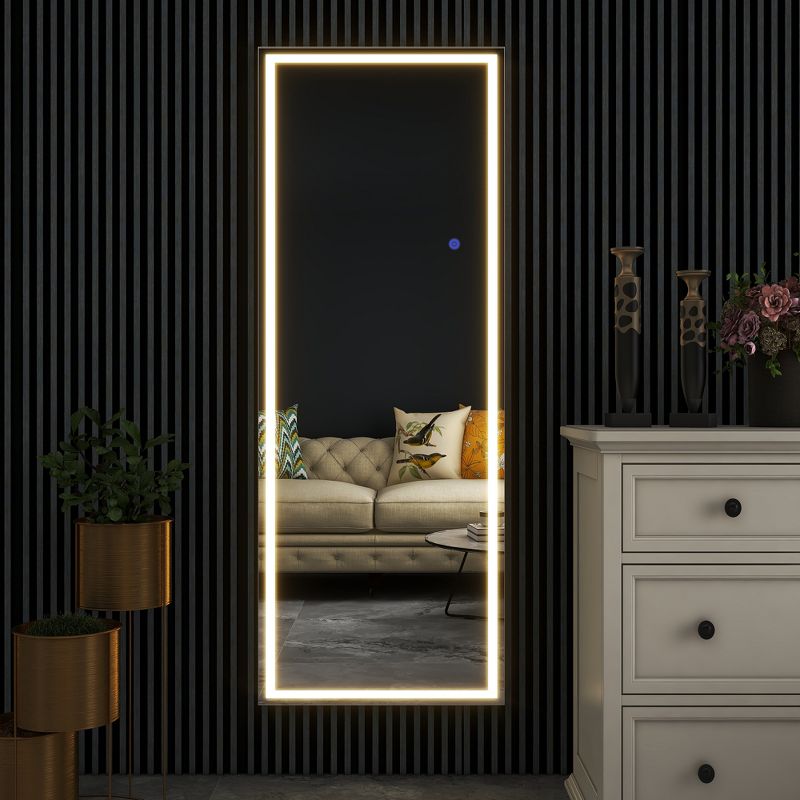Neutypechic LED Rectangle Full Length Mirror Standing Mirror - 63"x20",White, 2 of 8