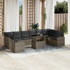 vidaXL 11 Piece Patio Sofa Set with Cushions - Gray Poly Rattan - 2 of 4