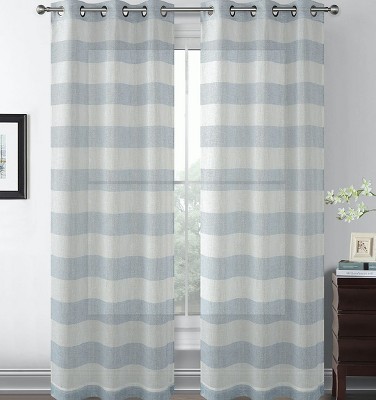 Kate Aurora Metallic Semi Sheer Rugby Striped Grommet Top Window Curtains