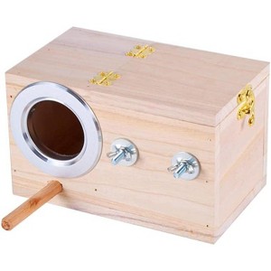 Coucheta Outdoor Bird House - Wooden Hanging Breeding Box for Parrots, Parakeets, Cockatiels; Ideal for Garden & Patio Use - 1 of 4