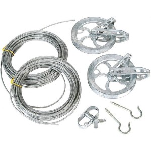 Lehman's Complete Clothesline Set, Stranded Metal Wire Clothes Line, Zinc Pulleys and Ratcheting Tightener with Mounting Instructions - 1 of 4