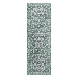 Washable Floral Area Rug, Non-Slip Low Pile Carpet for Living Room, Bedroom & Office Rug with Floral Pattern - 1 of 4