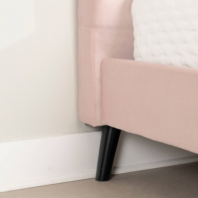 Pale Pink Velvet Upholstered Twin Platform Bed with Headboard