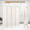 Costway 66" Boho 4-Panel Room Divider with Carved Pattern & Solid Wood Frame 360° Hinges - 3 of 4