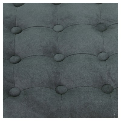 Dark Gray Velvet Tufted Round Storage Ottoman
