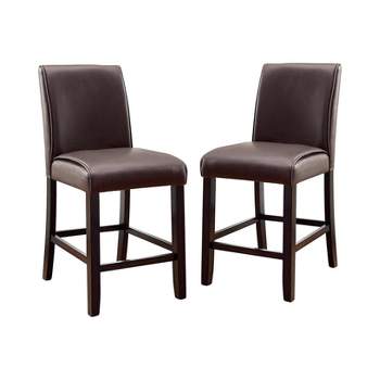 Set of 2 Lanbert Leatherette Padded Counter Height Barstools Dark Walnut - HOMES: Inside + Out