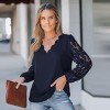 Women's Floral Lace Scalloped V Neck Top -Cupshe - 4 of 4