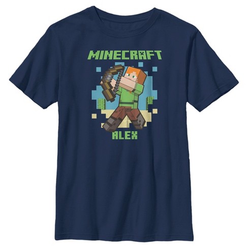 Boy s Minecraft Alex T Shirt Navy Blue Large