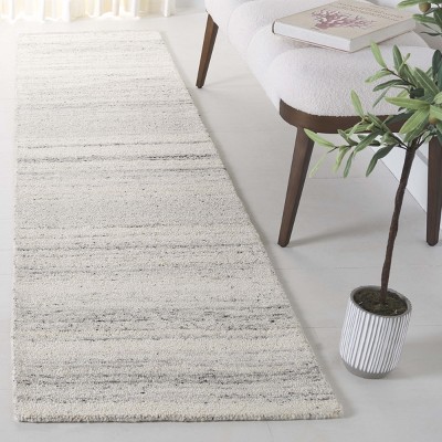 Gray and Beige Hand-Tufted Wool Runner Rug, 2'3" x 9'