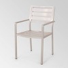 Cape Coral 2pk Aluminum Modern Dining Chairs - Silver - Christopher Knight Home: Weather-Resistant, Slat Design, for Patio & Outdoor - 2 of 4