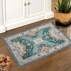 Boho Washable Rug Soft Oriental Printed Distressed Rug Vintage Floral Throw Carpet - 3 of 4